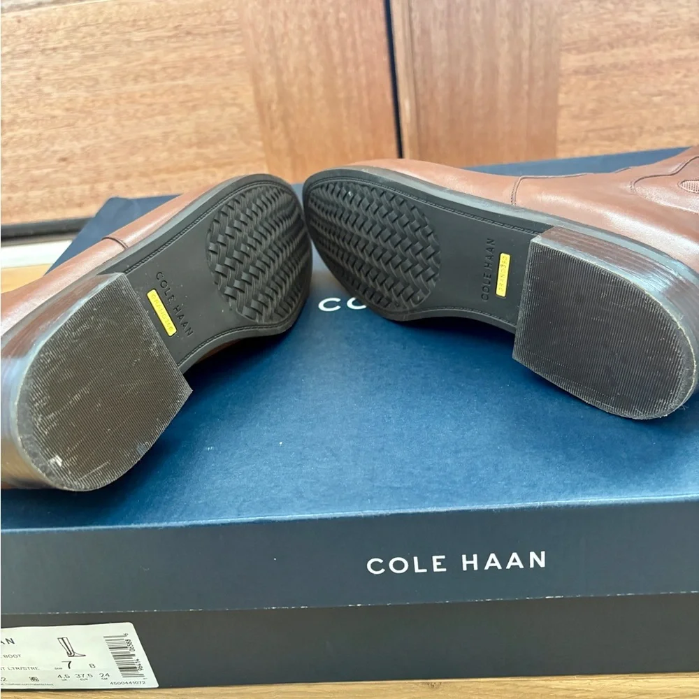 Cole Haan Brown Knee-High Leather Riding Boots - Picture 8 of 8